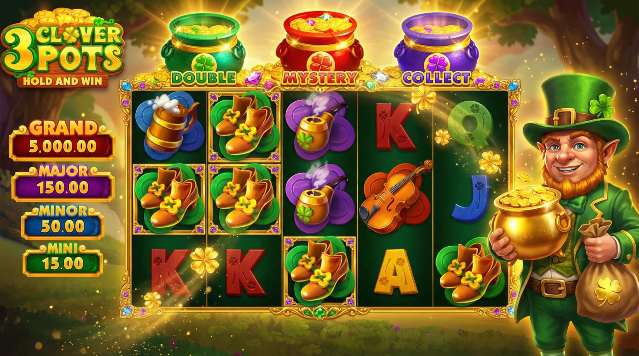 3 Clover Pots: Hold and Win